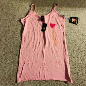 NWT PAUL FRANK PINK SKULL MUSIC TANK TOP LACE TRIM